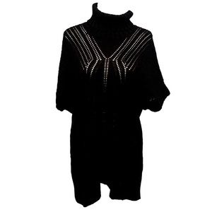 Karen Millen Black Wool Turtleneck Tunic Sweater, size 2